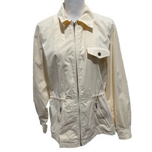 Vintage Ralph Lauren Polo Sport Cream Windbreaker Jacket Womens L Cinched Waist